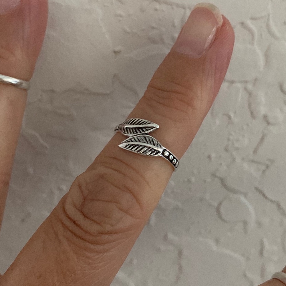 Silver Double Leaves Toe Ring, Tree Ring - image 8